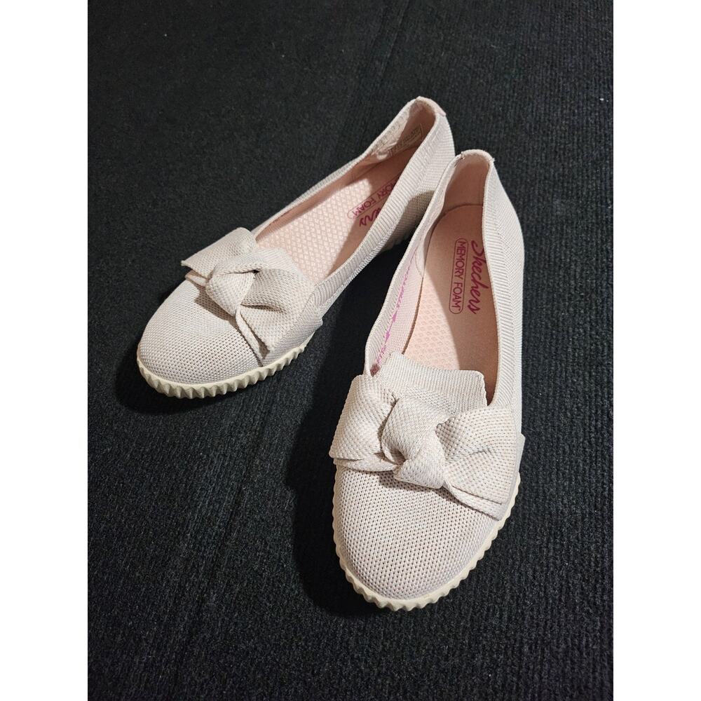 Skechers Women's Memory Foam Bow Flats Coquette Ballet Feminine Blush Size 8